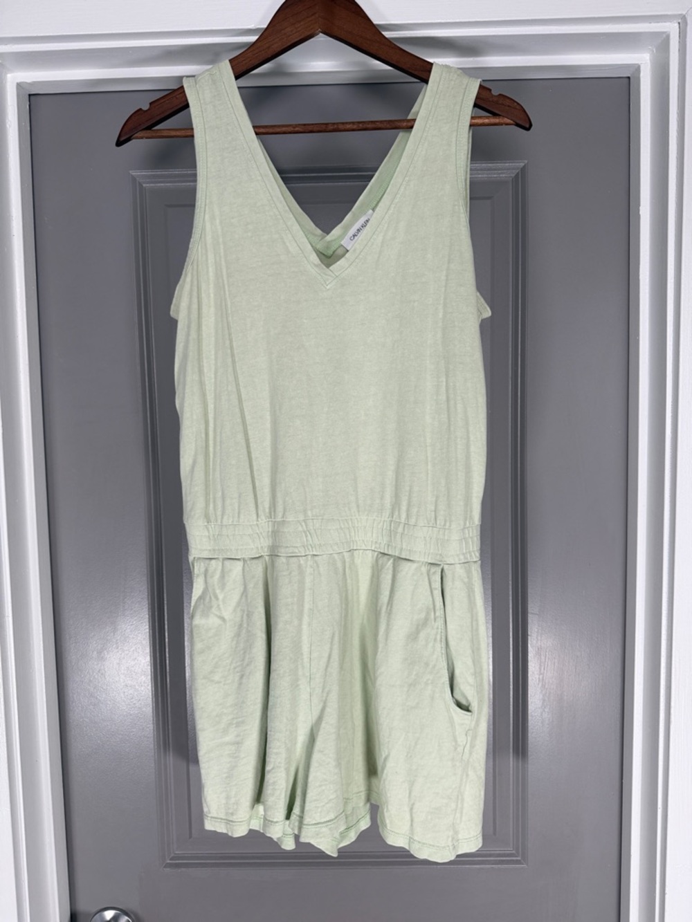 Calvin Klein Light Green V-Neck Sleeveless Romper